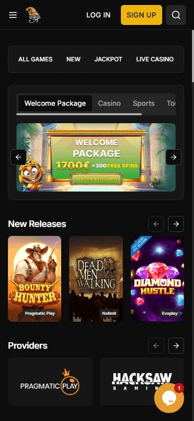 Horus Casino game catalogue displayed on a mobile phone